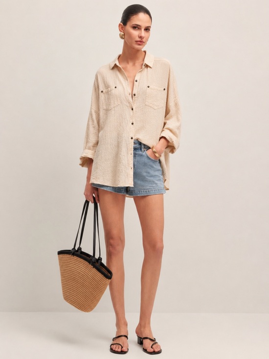 Free People Tops - Free People Oversized Gauze Shirt Tunic Boho Beach Summer Classic